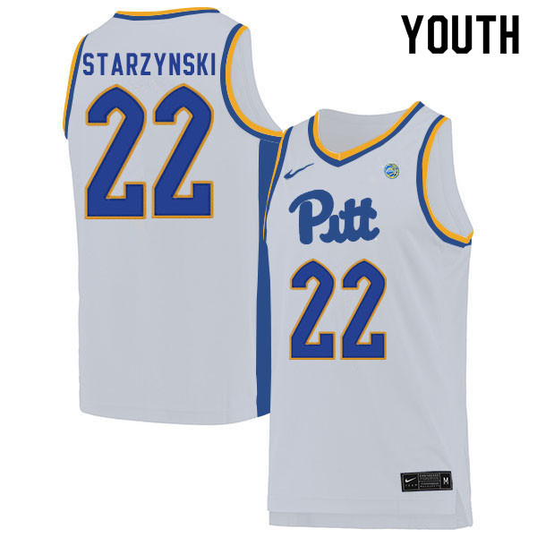 Youth #22 Anthony Starzynski Pitt Panthers College Basketball Jerseys Sale-White